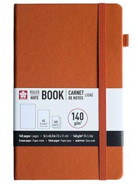 Sakura Notebook Ruled 160 Pages Amber 5.1"X8.3" A5 Size Journal School Office
